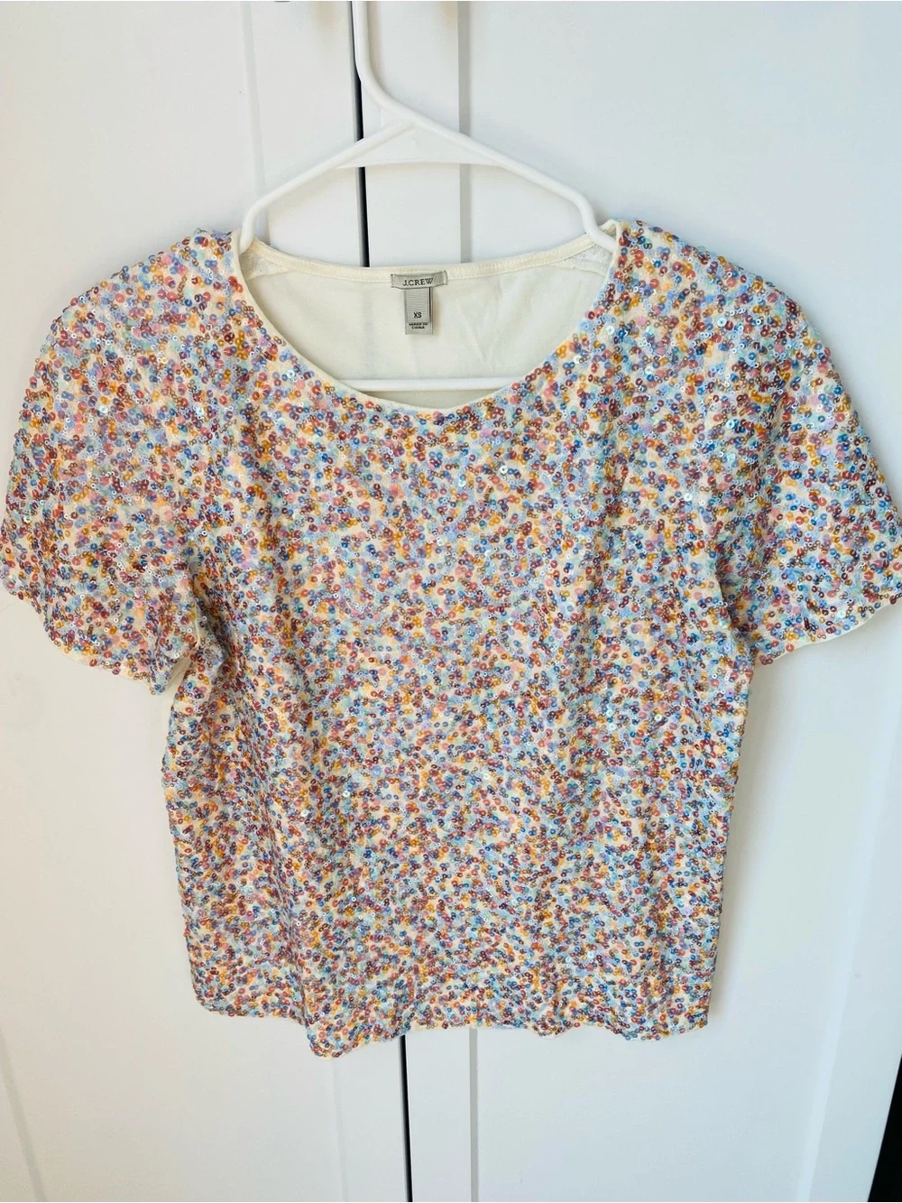 J.Crew womens XS sequin shirt blouse multicolored